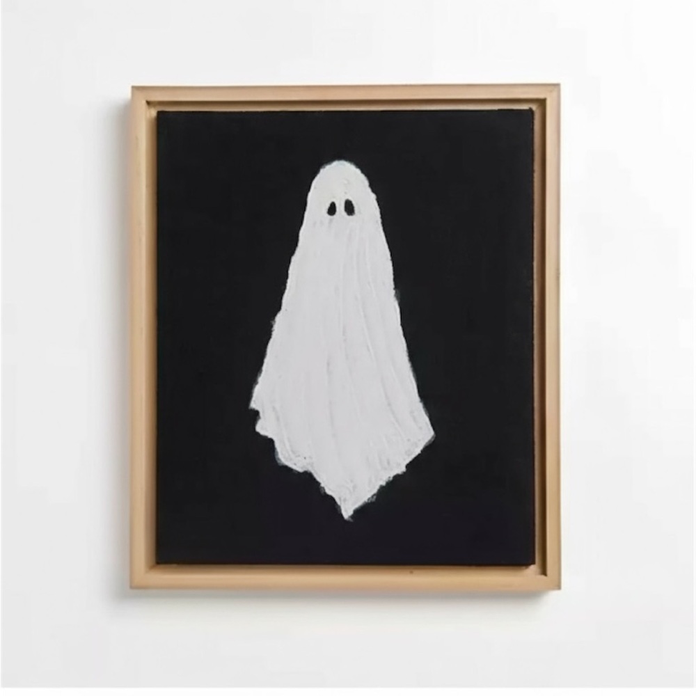 Halloween Ghost Portrait Painting on Linen Framed Art 🕸️🐦‍⬛